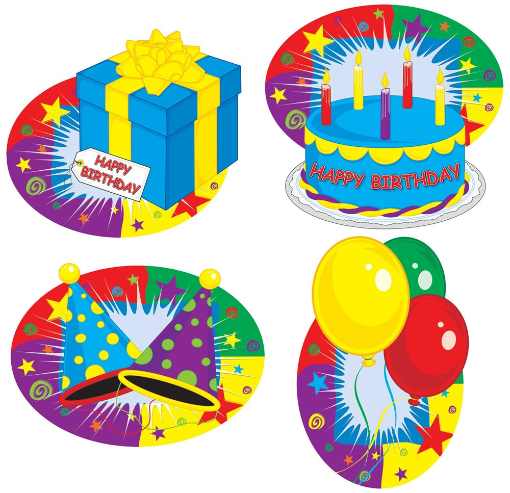 Happy Birthday Cutouts (4/pkg) PartyCheap