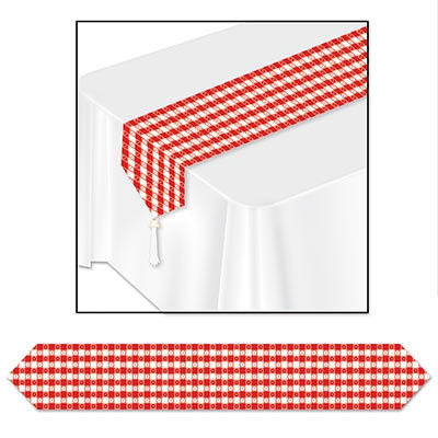 Printed Gingham Table Runner - PartyCheap