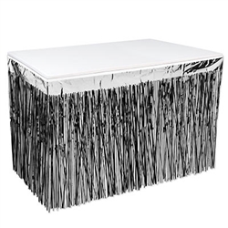 2-Ply Metallic Table Skirting - Black and Silver
