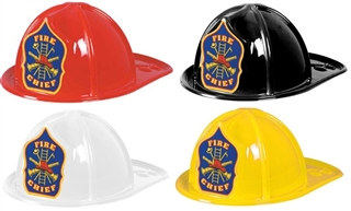 Plastic Fire Chief Hat (Choose Color) - PartyCheap