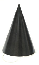 Black Packaged Cone Hats (sold 12 per box) - PartyCheap